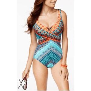 Miraclesuit Women's Swimwear Casbah Escape Underwire One Piece Swimsuit Size 14